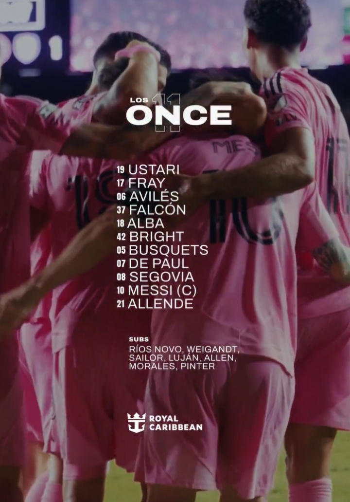 迈阿密国际vs夏洛特首发：梅西领衔，苏亚雷斯停赛